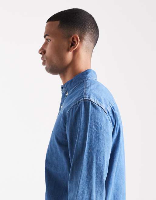 Levi's – Authentic – Mellanblå, tvättad, avslappnad jeansskjorta med tonad logga och knäppning, 4 av 5