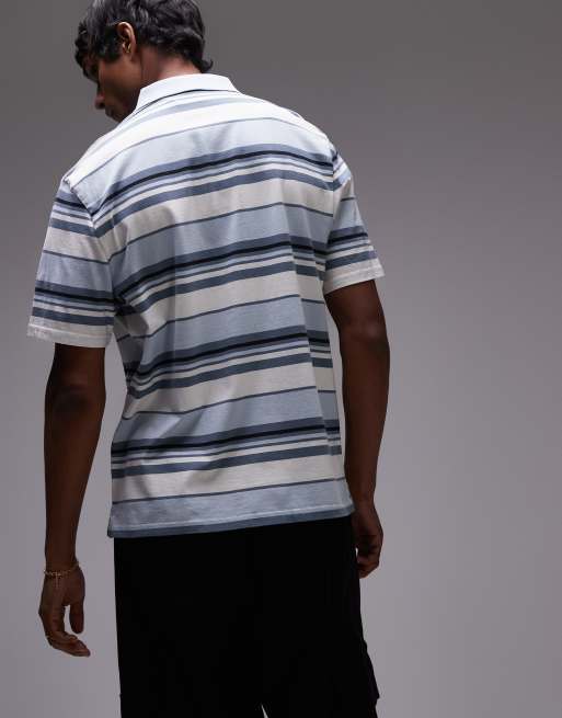 Levi's - Authentic - Polo en jersey à rayures avec logo - Bleu clair, 3 de 4