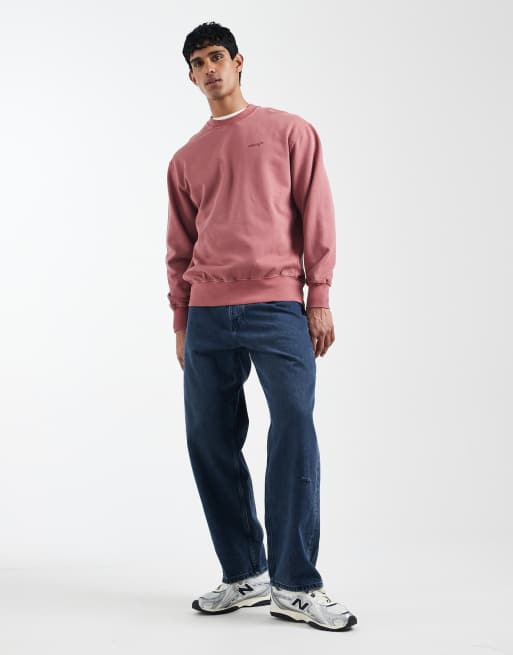 Levi's – Authentic – Röd, tvättad och plaggfärgad sweatshirt med rund halsringning, 2 av 5