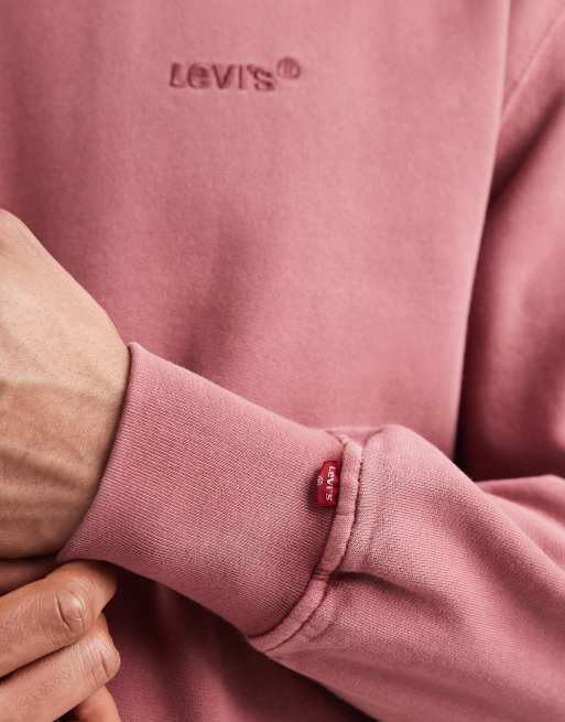 Levi's – Authentic – Röd, tvättad och plaggfärgad sweatshirt med rund halsringning, 5 av 5