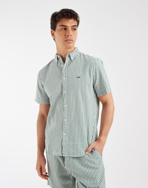 Levi's authentic short sleeve shirt co-ord in green stripe - view 1