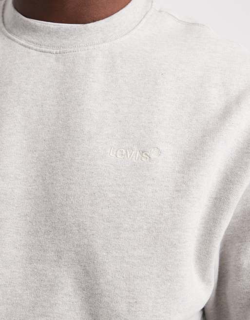 Levi's – Authentic – Stückgefärbtes Sweatshirt in Hellgrau mit Rundhalsausschnitt, 5 von 5