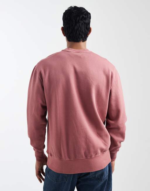 Levi's – Authentic – Stückgefärbtes Sweatshirt in verwaschenem Rot mit Rundhalsausschnitt, 3 von 5