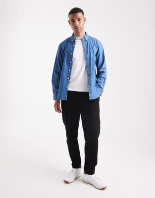 Levi's Shirts Man Levis A7210 0025 Authentic Button Down Woodrow Mid Wash In Blue