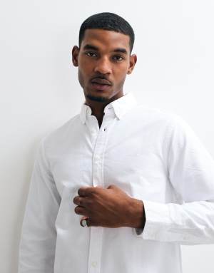 Levis authentic tonal logo button down relaxed oxford shirt in white