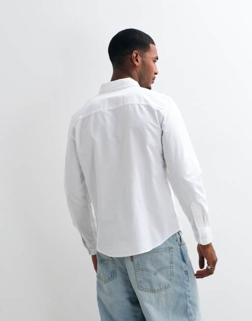 Levi's authentic tonal logo button down relaxed oxford shirt in white, 5 of 5