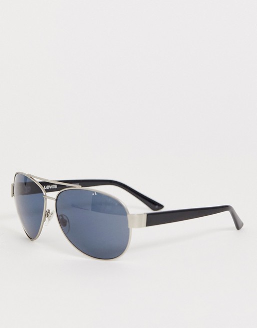 Levi's aviator sunglasses in matte silver frame