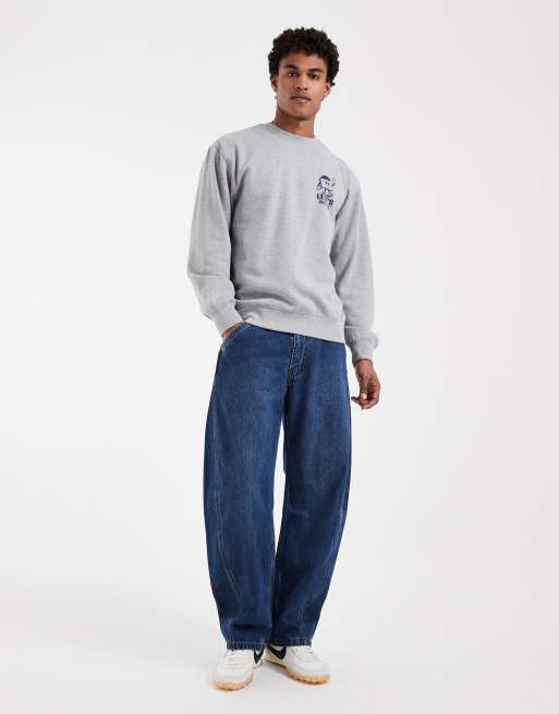 Levi's avslappnad sweatshirt med grafiskt tryck på ryggen i grått, 3 av 5