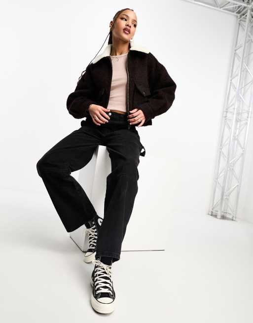Levi's - Baby Bubble - Brun truckerjakke i uld med krave i imiteret pels, 4 af 4