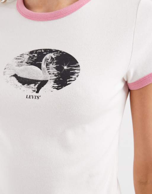 Levi's baby ringer t-shirt med grafiskt tryck i vitt, 4 av 4