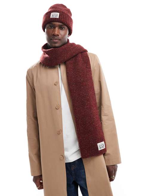 Levi's - Backpatch - Gebreide sjaal in gespikkeld donkerrood