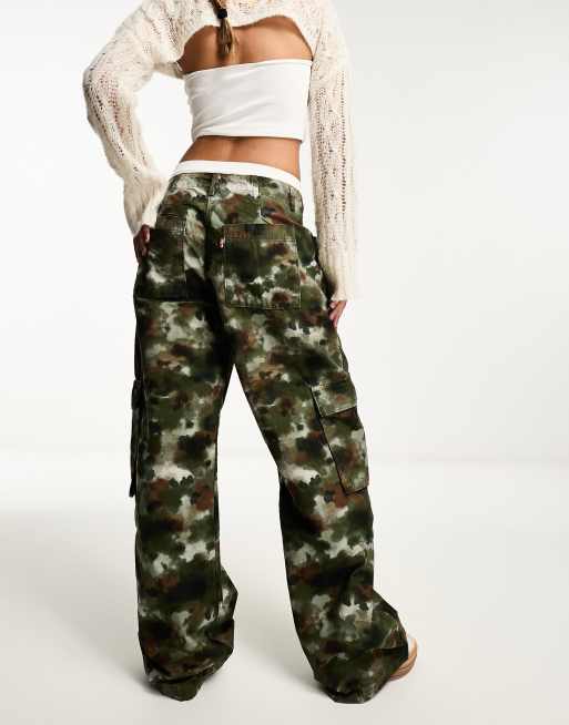 Tall Camo Print Baggy Fit Cargo Pants