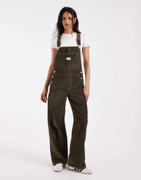 Levi's baggy cord dungerees in brown  - view 1