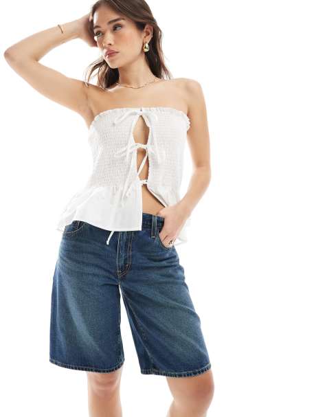 Levi's baggy dad denim jort in vintage dark wash - view 1