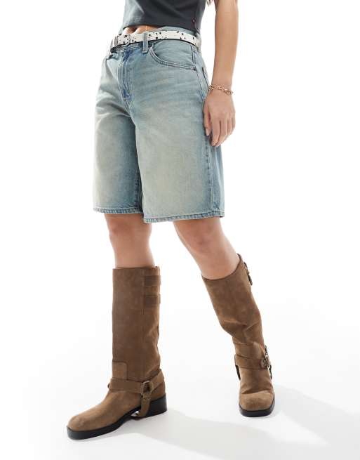 Levi's baggy dad denim jorts in light wash blue 