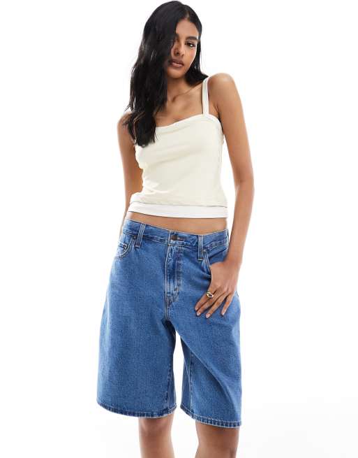 Levi's baggy dad denim jorts in mid blue