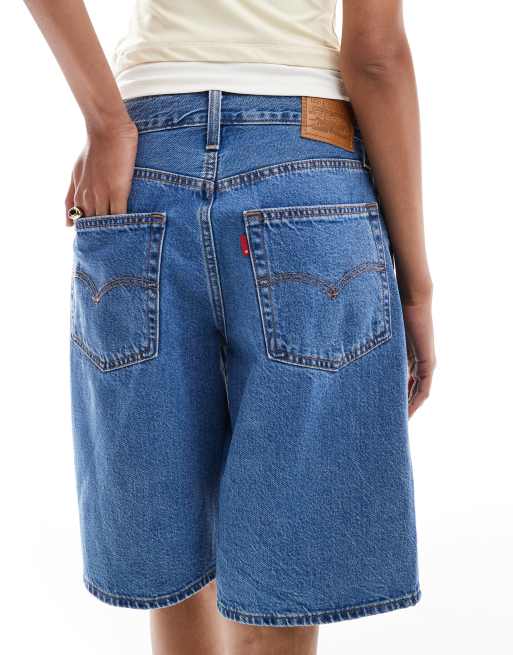 Levi's baggy dad denim jorts in mid blue