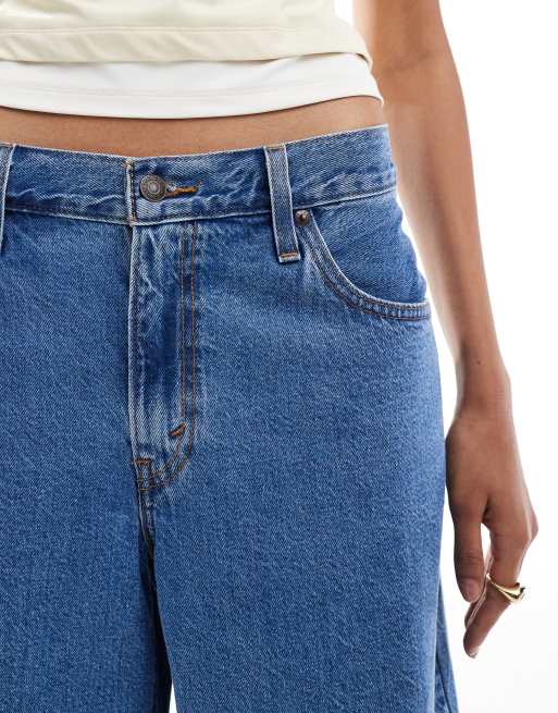 Levi's baggy dad denim jorts in mid blue