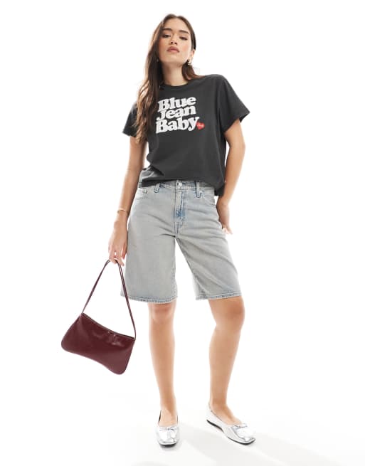 Levi's baggy dad jorts in stone wash denim