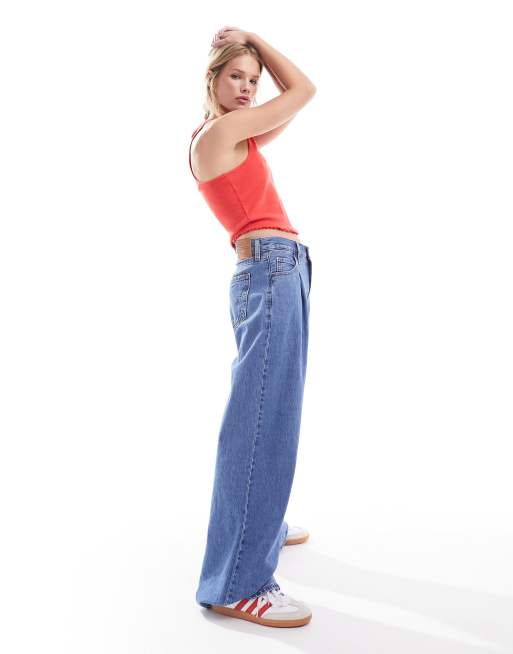 Levi's baggy dad wide leg jeans in mid blue