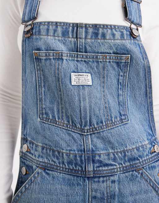 Levi's baggy denim dungarees in light blue , 2 of 4