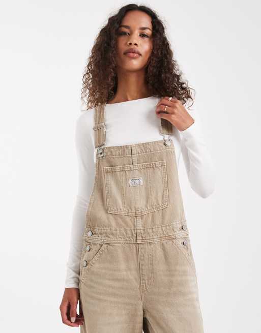 Levi's baggy denim dungarees in stone, 2 of 4
