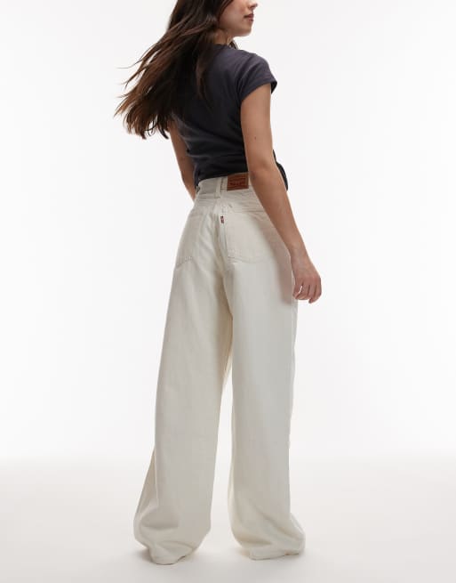 Levi's baggy denim jeans met bandje in ecru, 2 van 5
