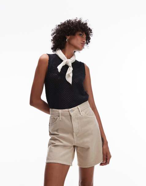 Levi's - Baggy denim short met hoge taille in ecru - view 1