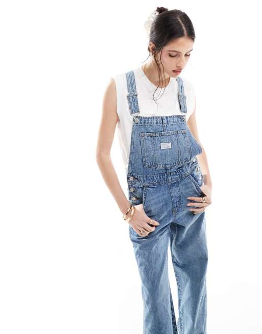 Levi's baggy fit denim dungarees in  light blue