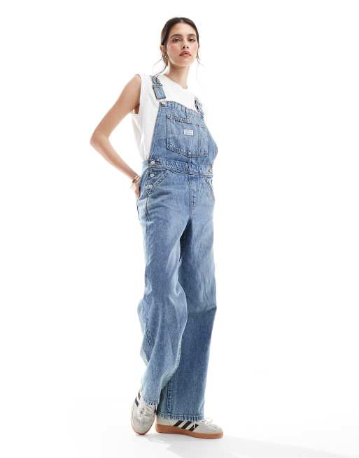 Baggy denim dungarees hot sale