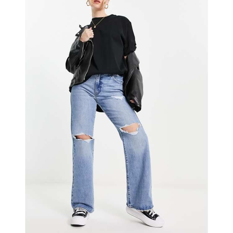 Levi's baggy knee rip bootcut flare jeans in light wash | ASOS