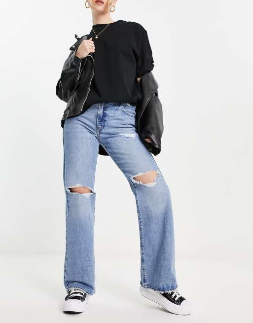 Levi s baggy knee rip bootcut flare jeans in light wash