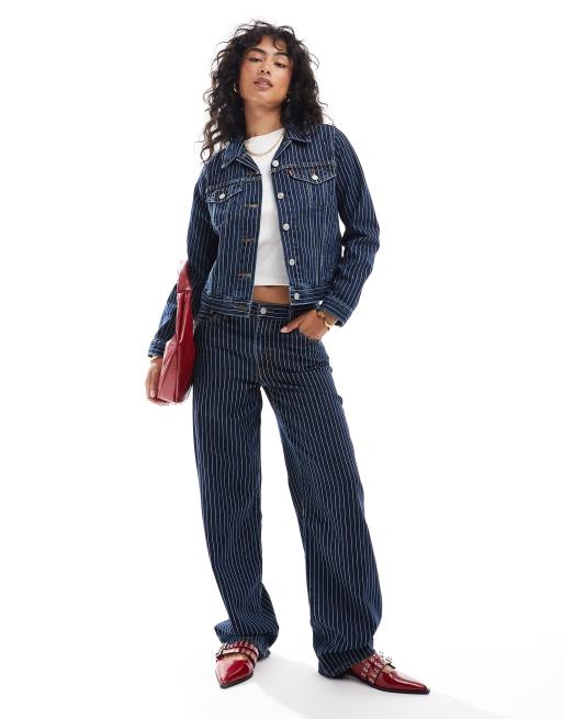 Levi s baggy pinstripe dad jeans jacket set ASOS