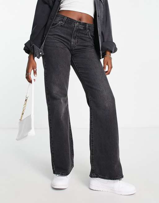 Levi's baggy straight leg jean in washed black | ASOS