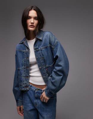 Levi's balloon sleeve denim trucker jacket in blue | ASOS