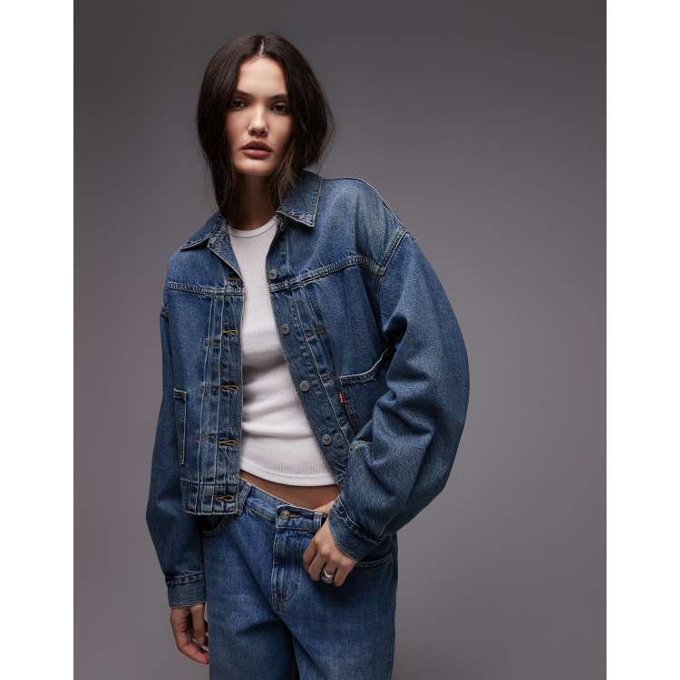 Levi's balloon sleeve denim trucker jacket in blue | ASOS