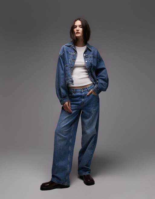 Levi's balloon sleeve denim trucker jacket in blue | ASOS