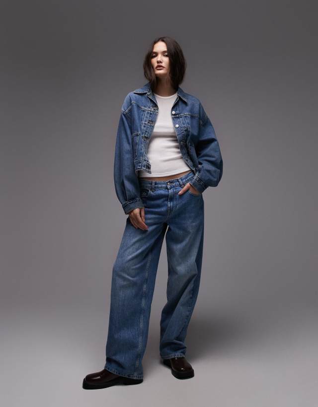 Levi's balloon sleeve denim trucker jacket in blue | ASOS