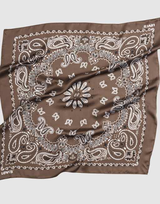 Levi's bandana in raso marrone, 2 di 4