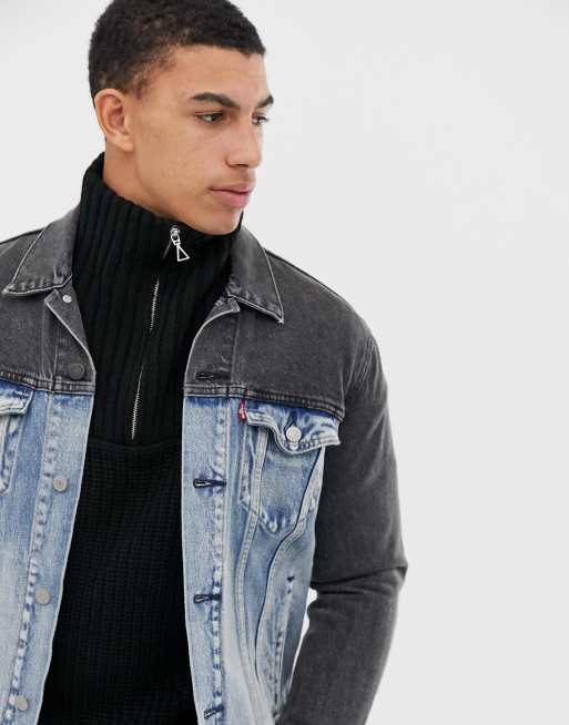 Levi's – Banzi – Niebieska kurtka typu trucker z denimu w dwóch odcieniach, 3 z 4
