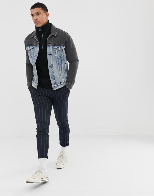 Levi's – Banzi – Niebieska kurtka typu trucker z denimu w dwóch odcieniach, 4 z 4