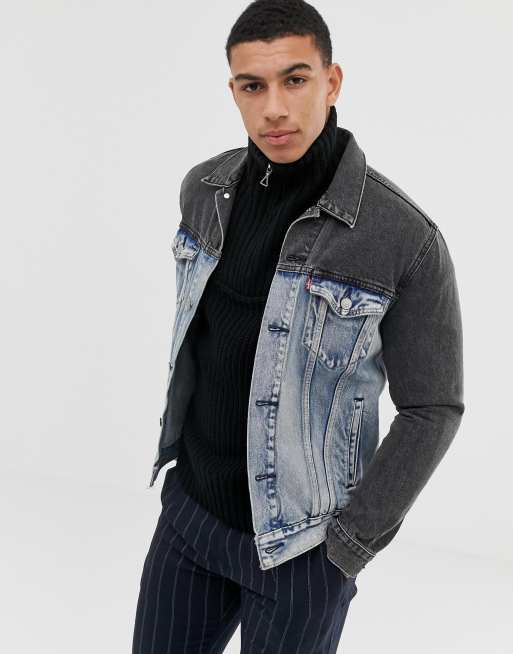 Denim jacket store two tone