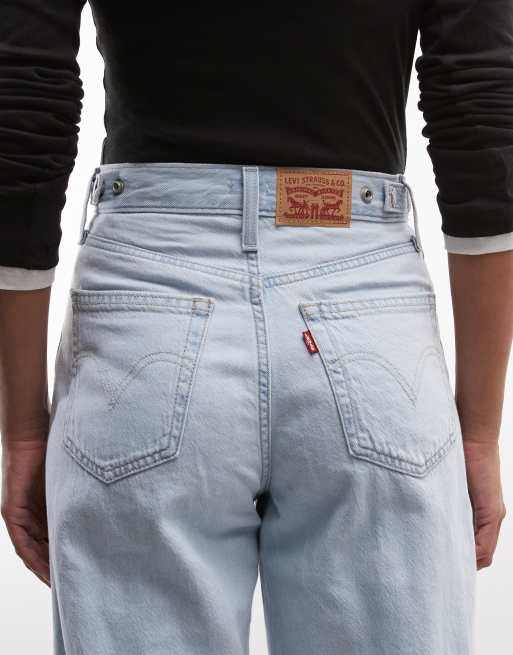 Levi's – Bardzo szerokie jasnoniebieskie jeansy z regulowaną talią, 4 z 5