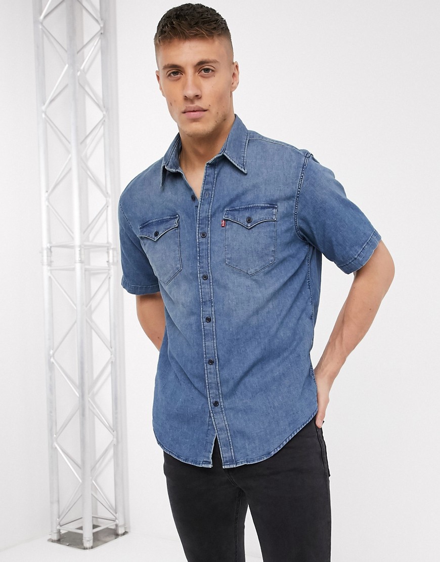 Levi's - Barstow - Camicia a maniche corte di jeans-Blu