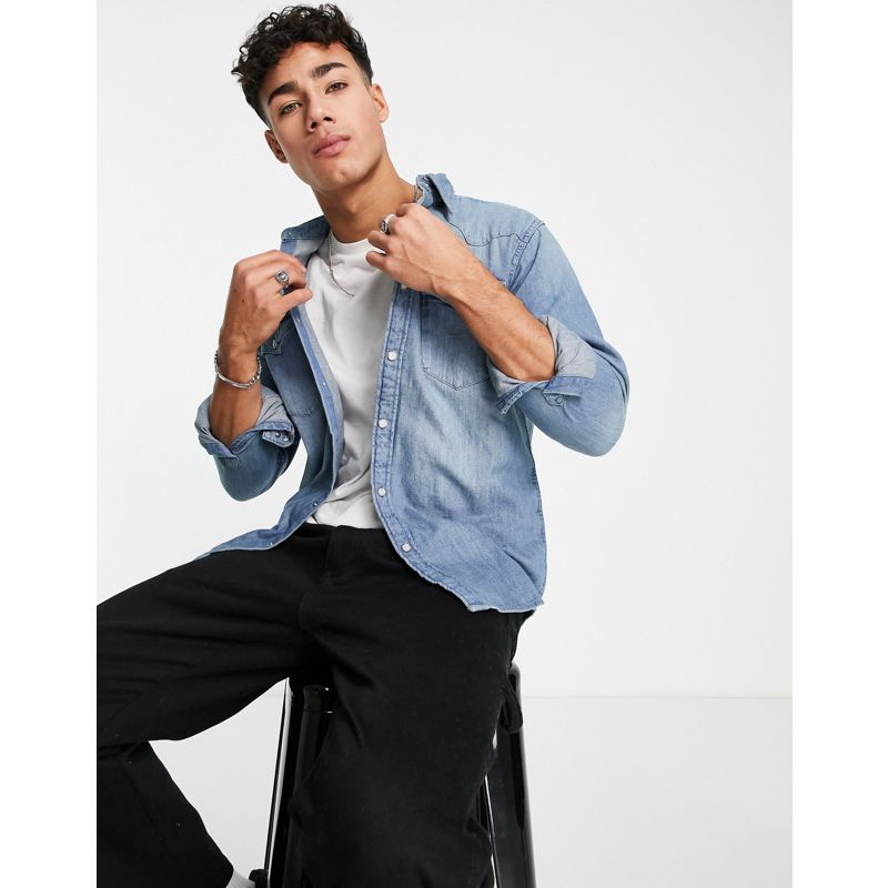 Uomo Camicie Levi's - Barstow - Camicia di jeans azzurra con tasche