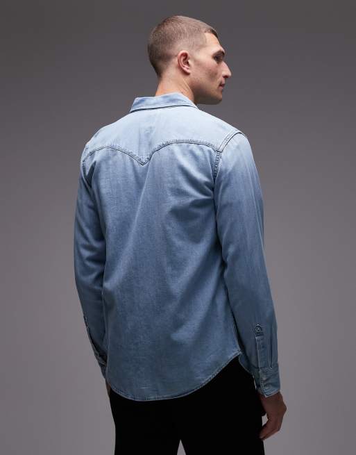 Levi's - Barstow - Chemise en jean à rivets style western - Bleu clair délavé, 3 de 5
