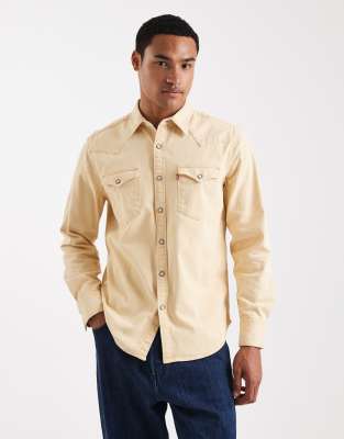 Levi's - Barstow - Chemise en jean standard style western teinte sur pièce - Beige kaki-Neutre