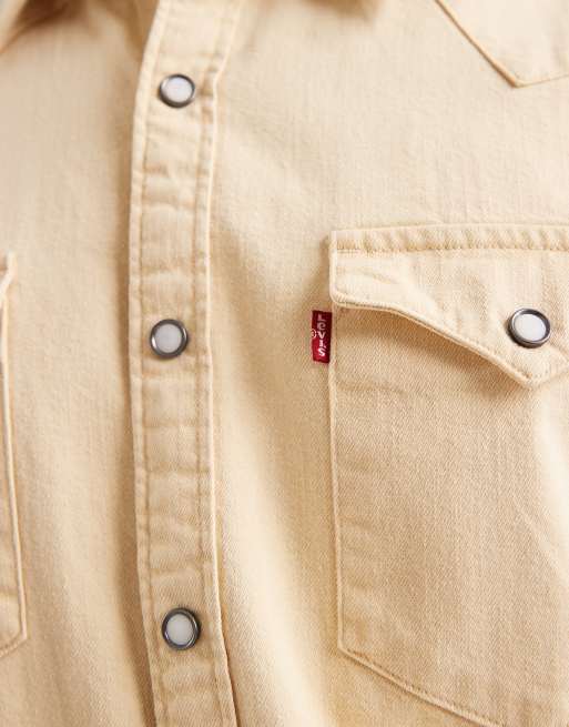 Levi's - Barstow - Chemise en jean standard style western teinte sur pièce - Beige kaki, 5 de 5