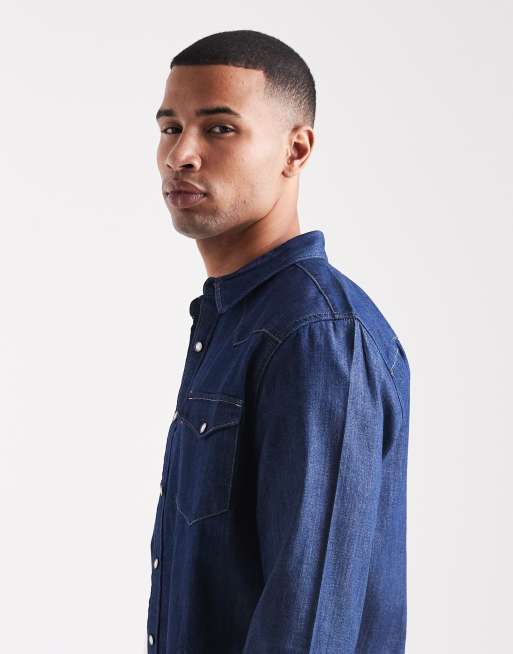 Levi's - Barstow - Chemise en jean style western coupe classique - Délavage foncé, 4 de 5