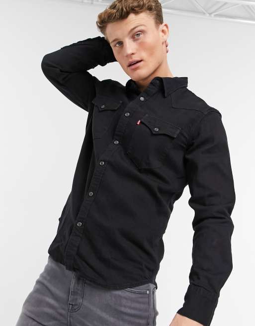 Levi's - Barstow - Chemise en jean style western classique à effet marbré - Délavage noir brut, 3 de 4